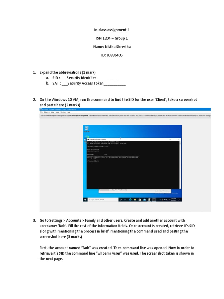 In-Class Assignment 1 | PDF | Computers