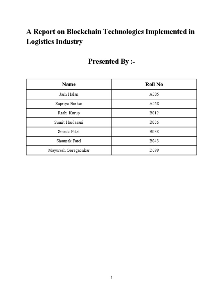 Blockchain in Logistics: Enhancing Efficiency | PDF | Logistics ...