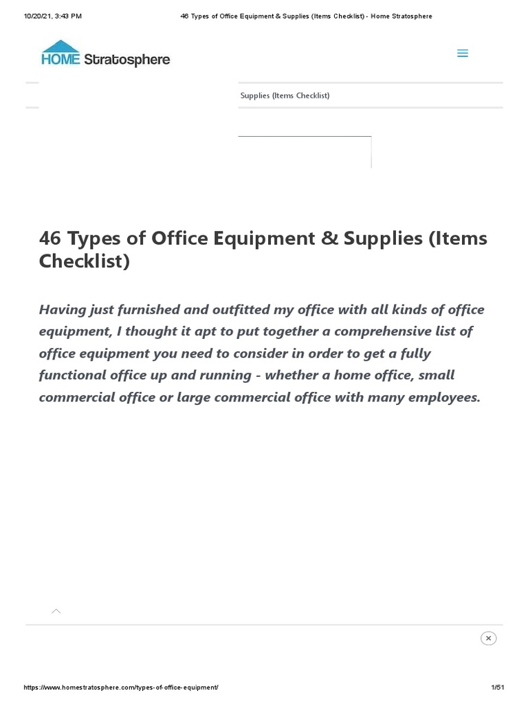 46 Types of Office Equipment & Supplies (Items Checklist) Home