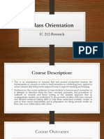 Class Orientation: IC 212-Research