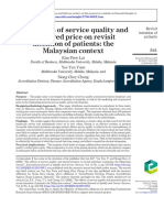 The e Ffects of Service Quality and Perceived Price On Revisit Intention of Patients: The Malaysian Context