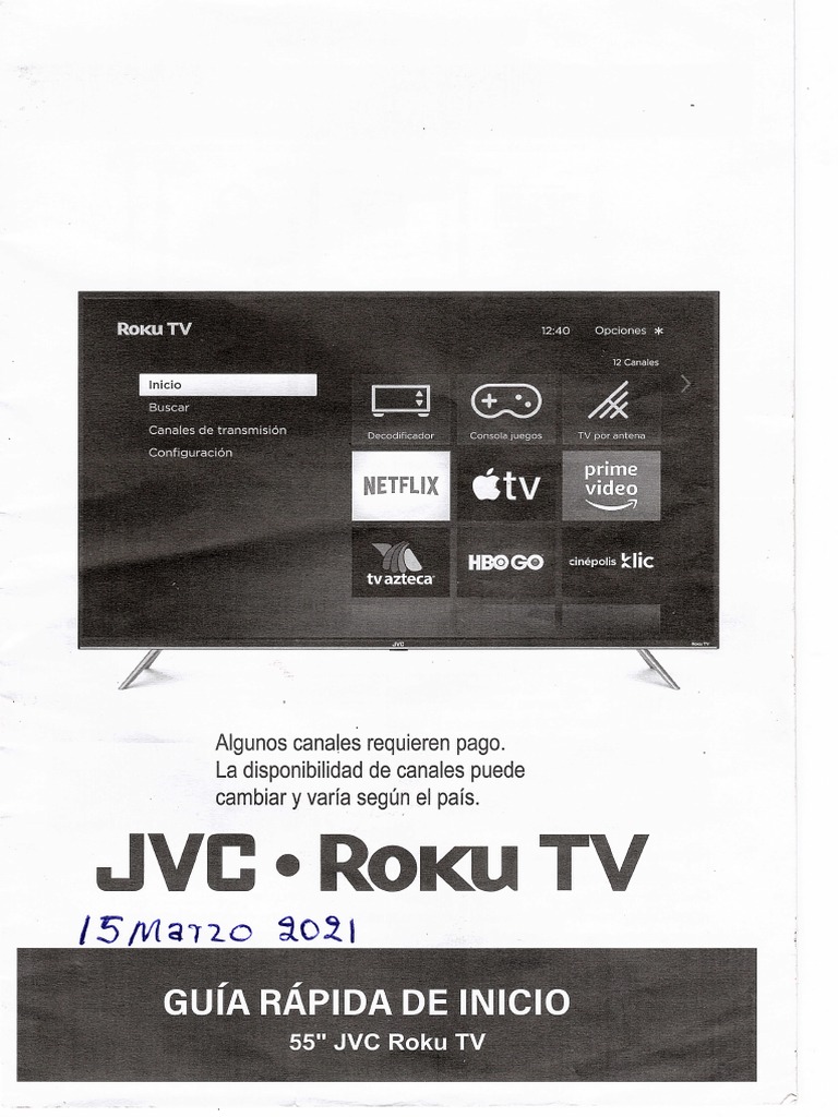Guia Rapida de Inicio Roku TV-JVC | PDF