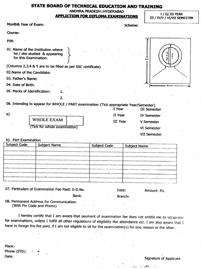 Application For Diploma Examinations | PDF
