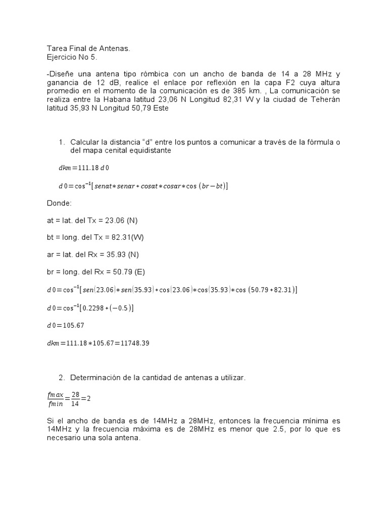 Diseño de Antena Rómbica para 14-28 MHz | PDF | Antena (Radio ...