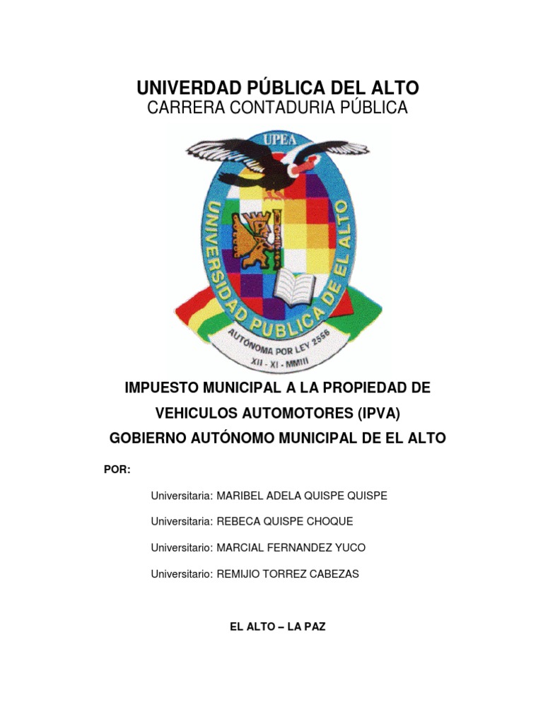 Impuesto A La Propiedad de Vehiculos Automotores | PDF | Impuestos ...