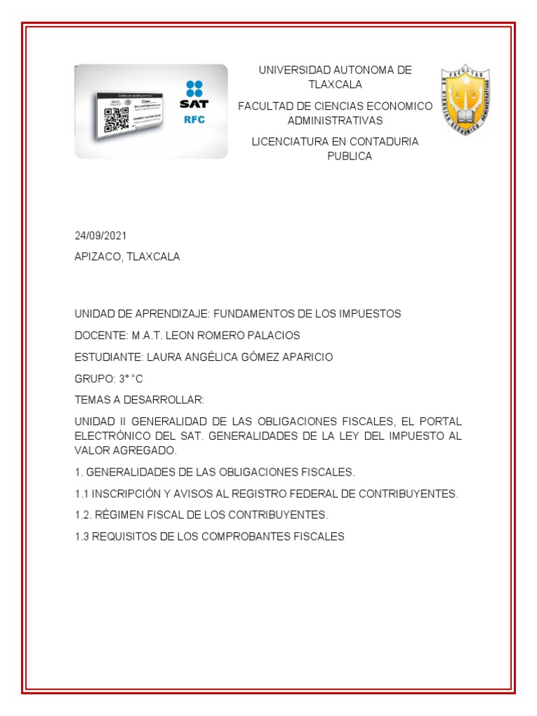 Generalidades de las Obligaciones Fiscales | PDF | Impuestos | Pagos