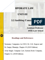 Corporate Law Unit-Iii 3.3 Auditing Concept: Bedapriya Lahiri Assistant Professor DME Law School