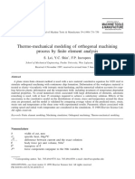 Thermo-Mechanical Modeling of Orthogonal Machining Process by Finite Element Analysis