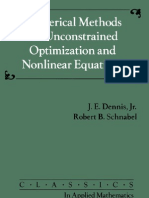 Numerical Methods For Unconstrained Optimization and Nonlinear Equations Classics in Applied Mathematics