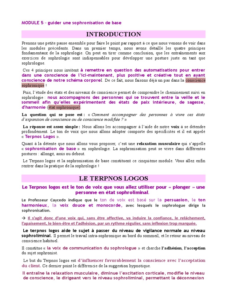 Terpnos Logos Exemple De Texte De Sophronisation