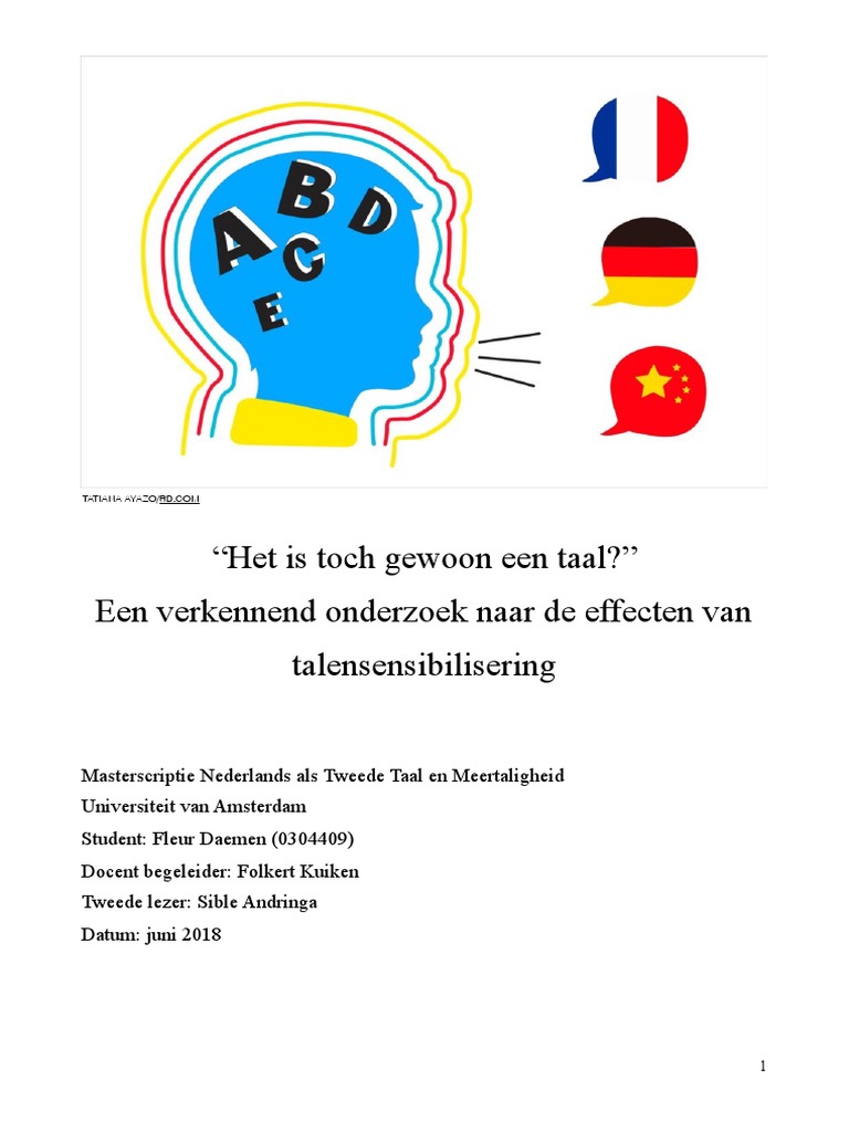 DMA-scriptie - Fleur Daemen 0304409 - Nederlands Als Tweede Taal en  Meertaligheid | PDF, image size:768x1024