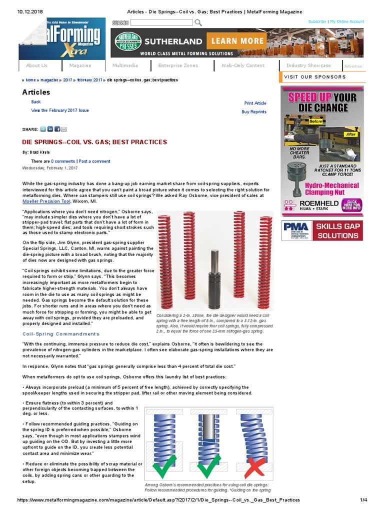 Articles - Die Springs - Coil vs. Gas Best Practices - MetalForming ...
