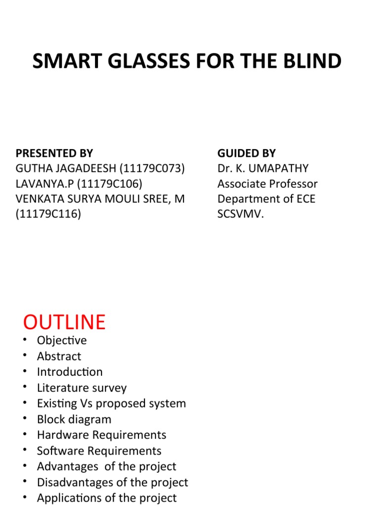 Smart Glasses for the Visually Impaired | PDF | Visual Impairment | Glasses