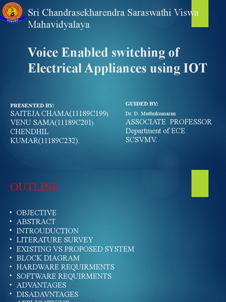 Voice Enabled Home Electrical Appliances For Visually Impaired People PDF Home Automation