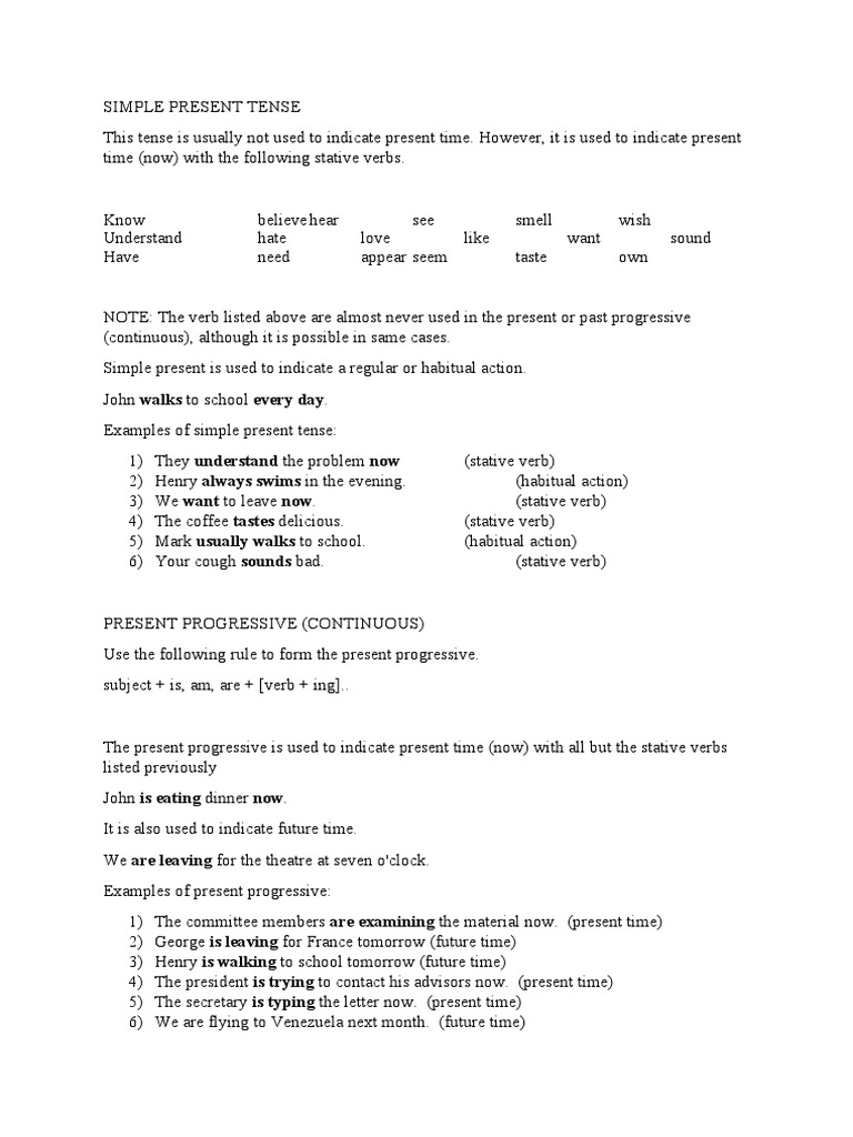 Understanding Simple & Progressive Tenses | PDF | Grammatical Tense | Verb
