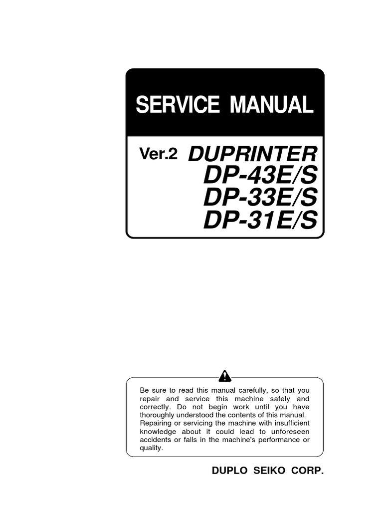Duplo DP 31 33 43 Service Manual (Eng) Ver. 2 | PDF | Power Supply | Ac  Power Plugs And Sockets