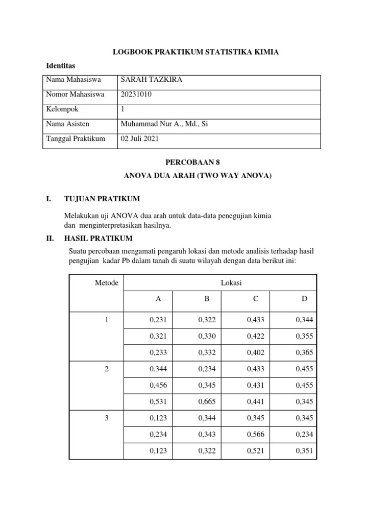 Two Way Anova | PDF