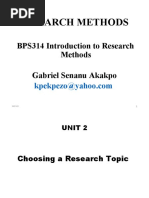 Research Methods: BPS314 Introduction To Research Methods Gabriel Senanu Akakpo