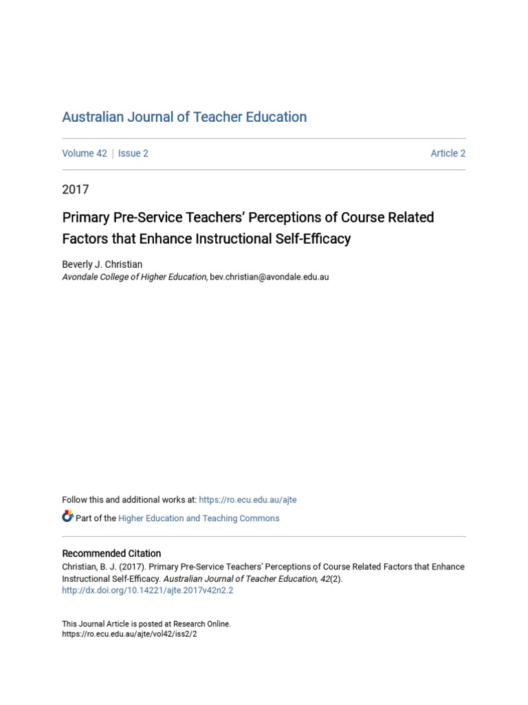 Enhancing Instructional Self-Efficacy in PSTs | PDF | Self Efficacy ...