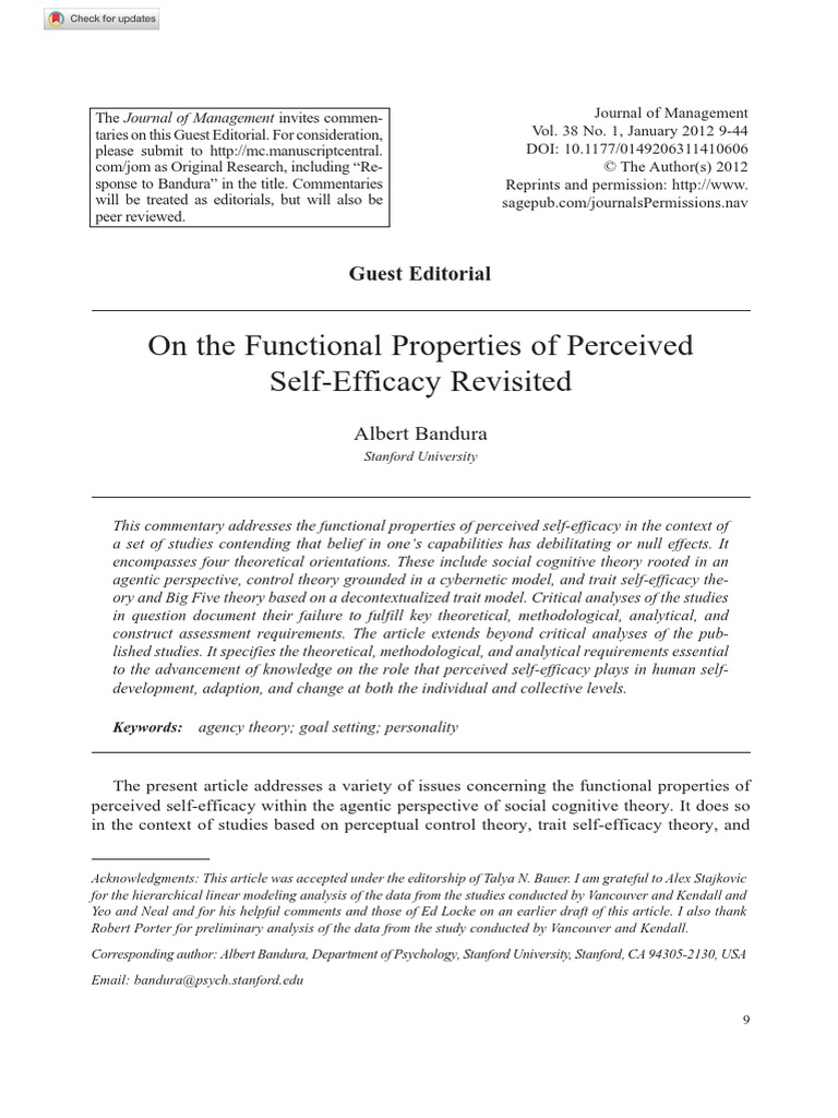 Albert Bandura | PDF | Self Efficacy | Goal