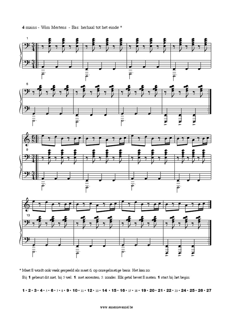 Wim Mertens 4 Mains Sheetmusic Trade Com Meteo Des Sports