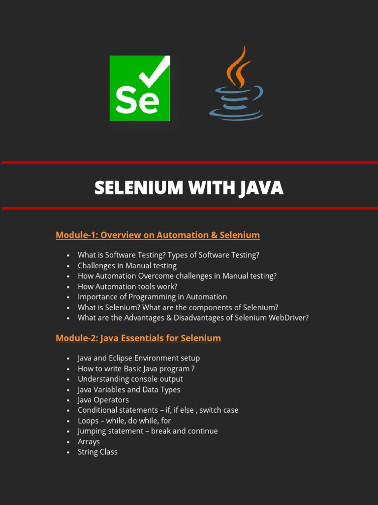 Selenium With Java: Module-1: Overview On Automation & Selenium | PDF ...