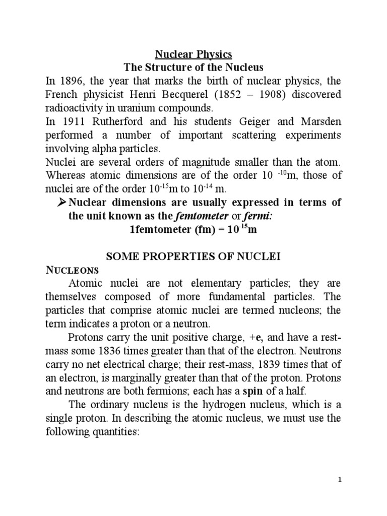 Nuclear Physics Basics | PDF | Atomic Nucleus | Nuclear Force