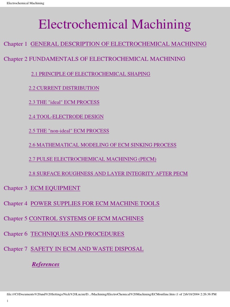 Overview of Electrochemical Machining | PDF | Electrochemistry ...