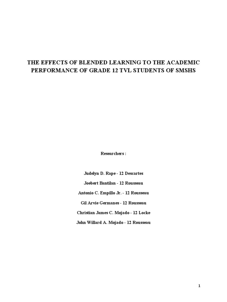 Effects of Blended Learning on Grade 12 Students | PDF | Educational ...