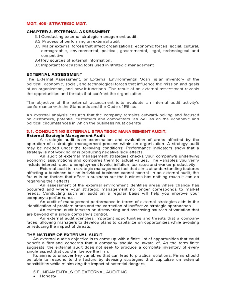External Audit in Strategic Management | PDF | Audit | Strategic Management