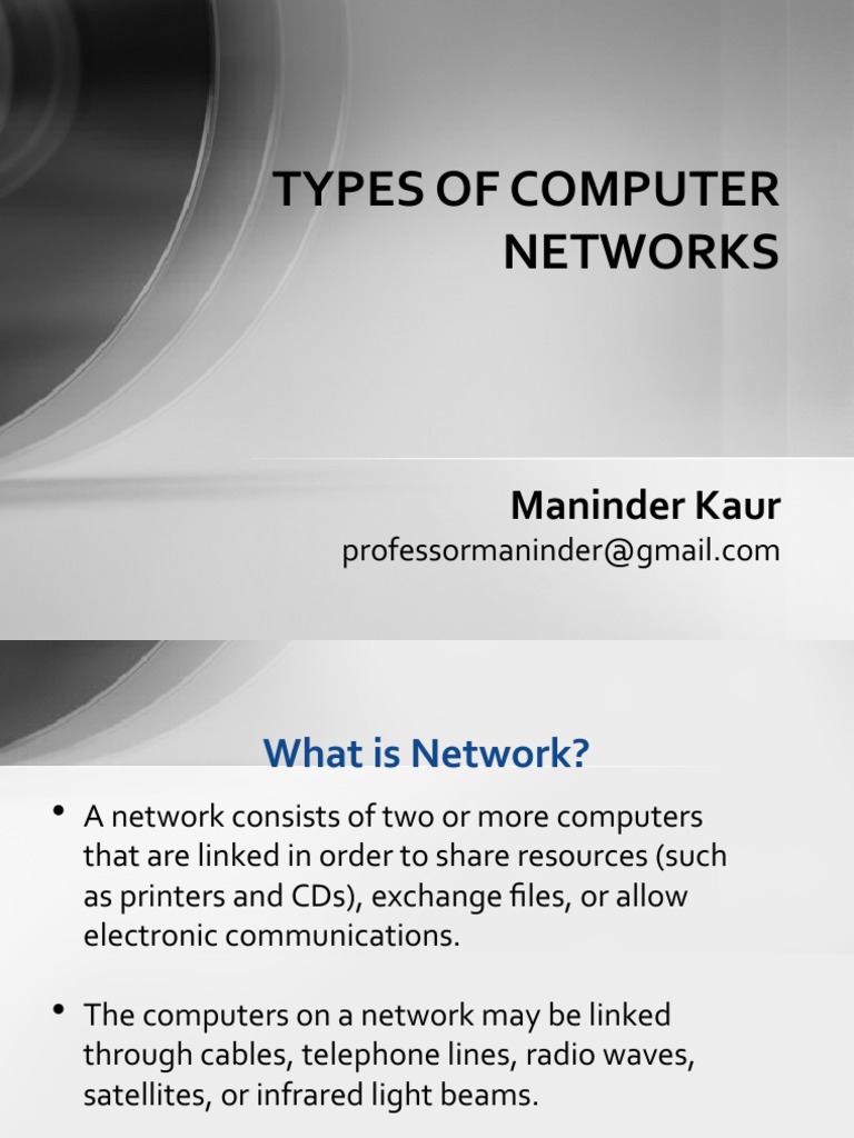 Types of computer networks maninder kaur pdf computer network