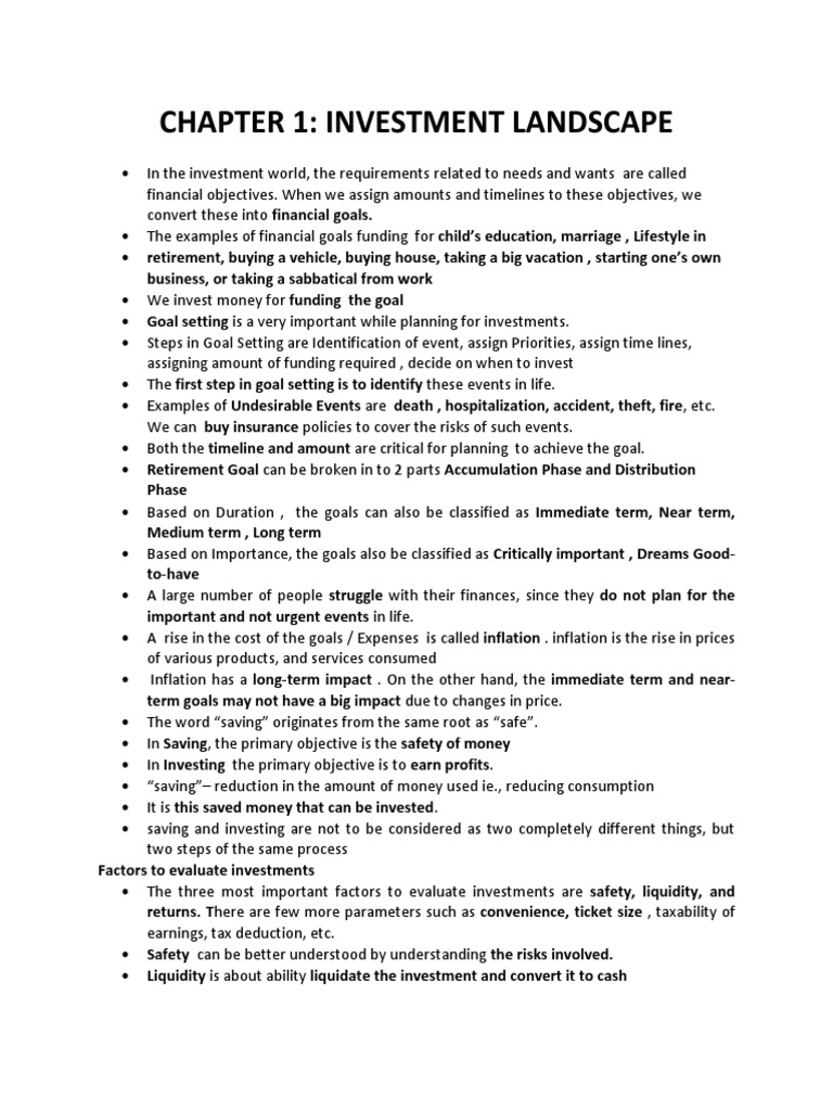 Investment Landscape Overview | PDF | Financial Risk | Bonds (Finance)