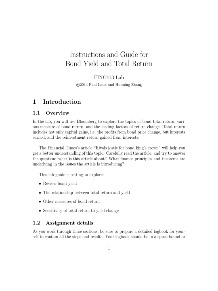 Bond Yield & Total Return Lab Guide | PDF | Yield (Finance) | Bonds ...