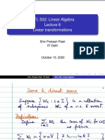 MTL 502: Linear Algebra Linear Transformations: Shiv Prakash Patel IIT Delhi
