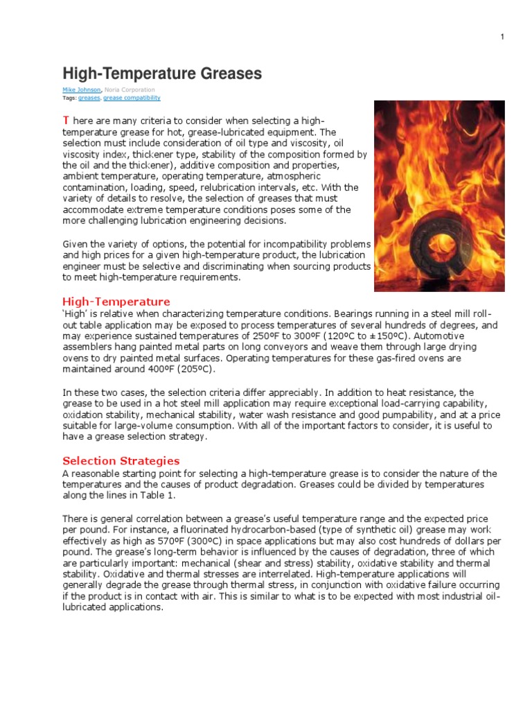 High Temperature Greases PDF Petroleum Oil