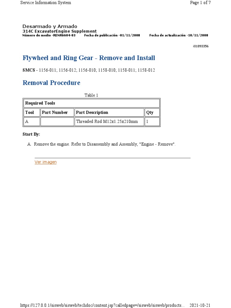 Flywheel and Ring Gear Remove and Install PDF Gear Machines