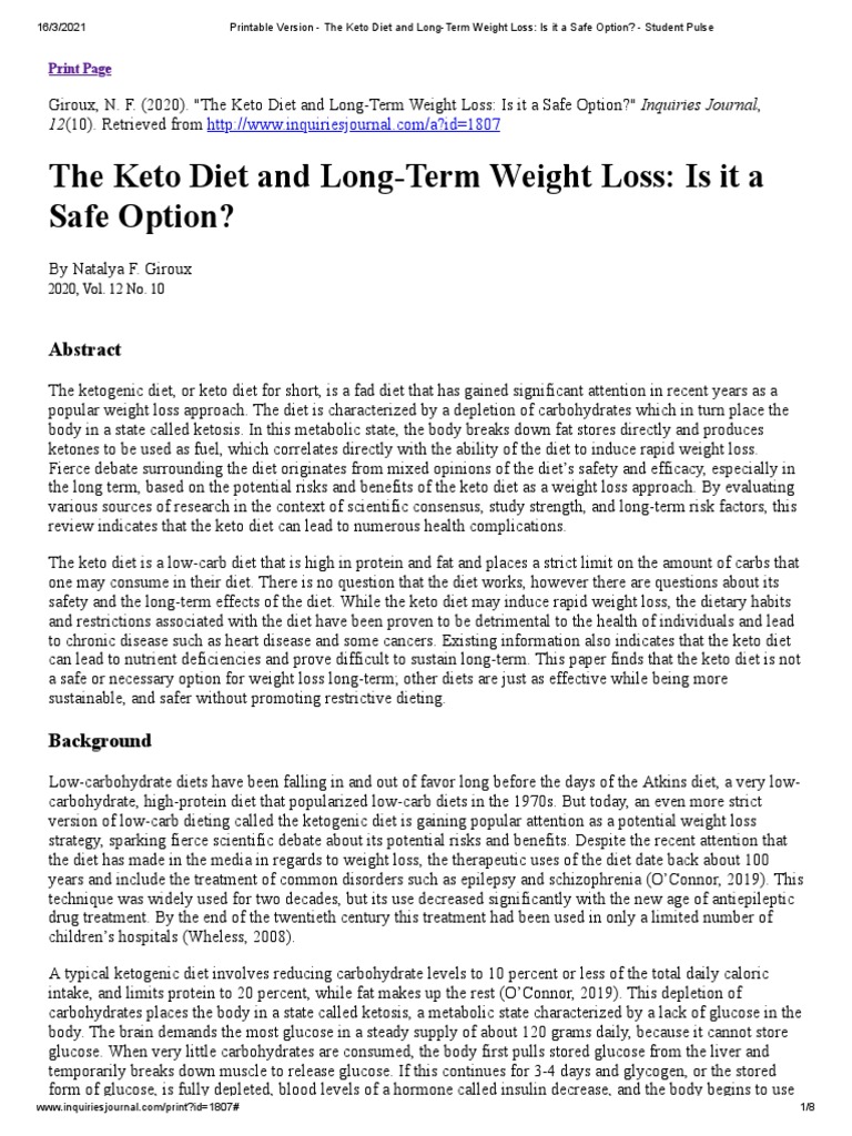 Printable Version The Keto Diet and LongTerm Weight Loss Is It A