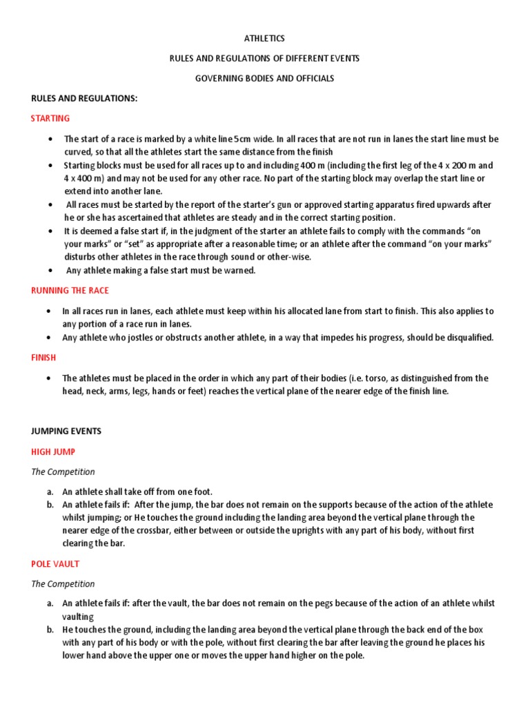 Athletics Rules and Regulations Guide | PDF | Track And Field | Referee