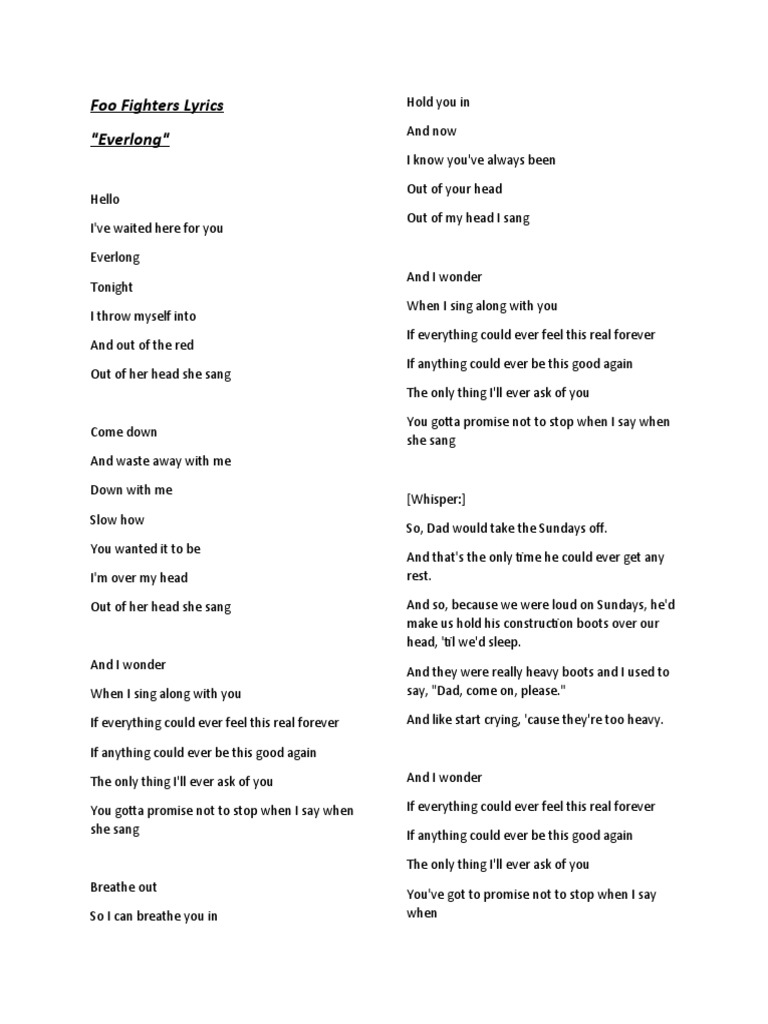Foo Fighters Lyrics PDF Música grabada