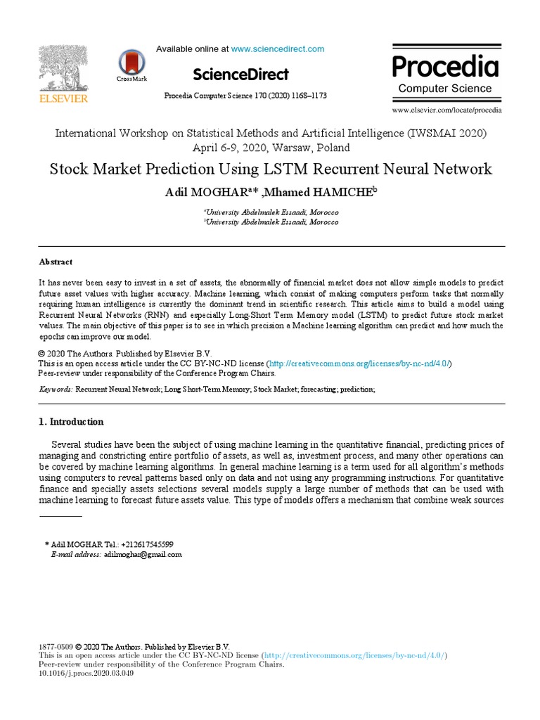 Stock Market Prediction Using LSTM Recurrent Neural Network Stock ...