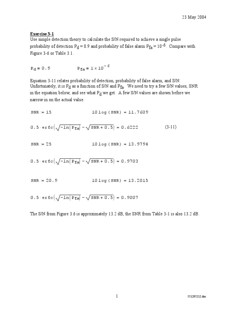 Toomay Radar Principles For NonSpecialist Chapter 3 Exercise Solutions