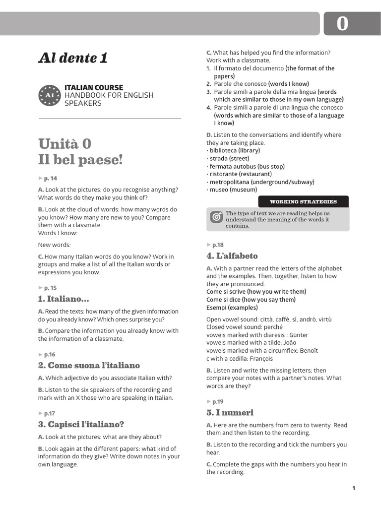 Italian Language Course Handbook | PDF | Grammatical Gender ...