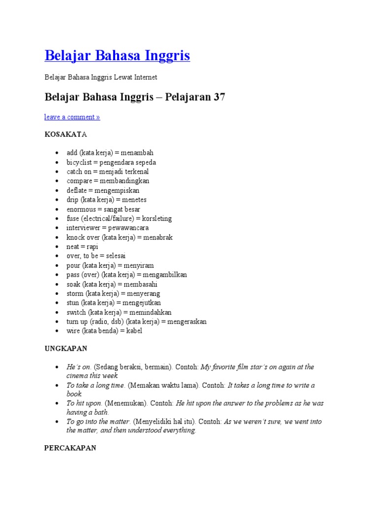 Belajar Bahasa Inggris Pdf