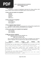 Cs2251 - Design and Analysis of Algorithms 2 Marks Questions With Answers