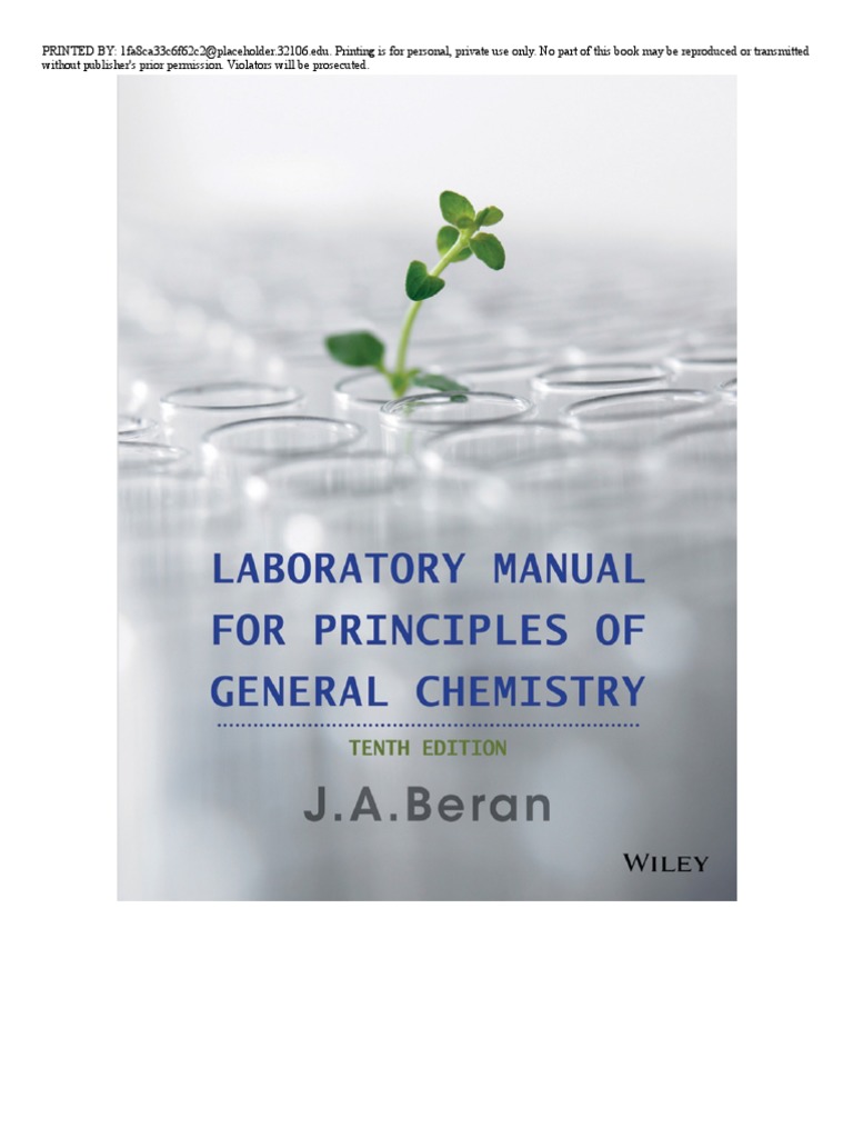 CM011L Laboratory Manual For Principles of General Chemistry | PDF ...