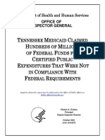 Tennessee Medicaid Claimed Hundreds of Millions of Federal Funds for Certified Public Expenditures That Were Not in Compliance With Federal Requirements