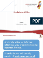 Friendly Letter Writing: Docente: Yakira Villamizar Bimber