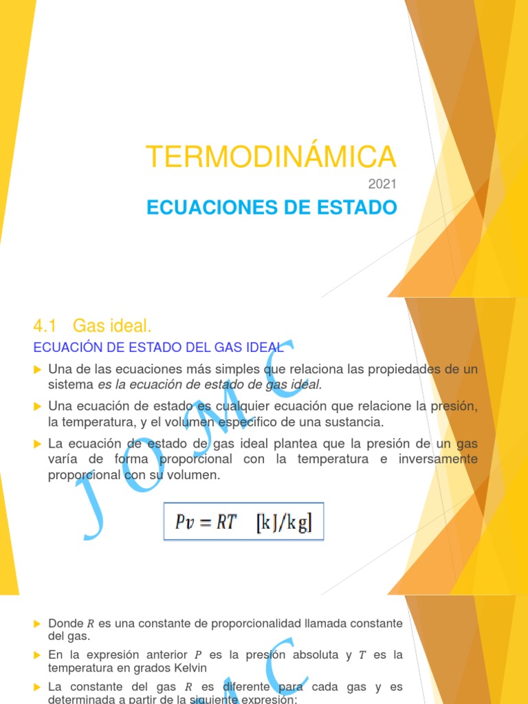 Un IV - Ecuaciones de Estado | PDF | Gases | Temperatura