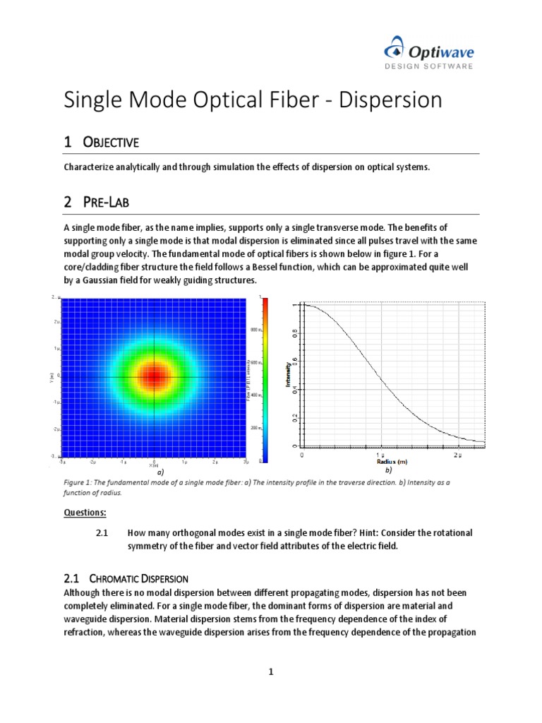 Lab5 Single Mode Fiber Dispersion | PDF | Dispersion (Optics) | Optical ...