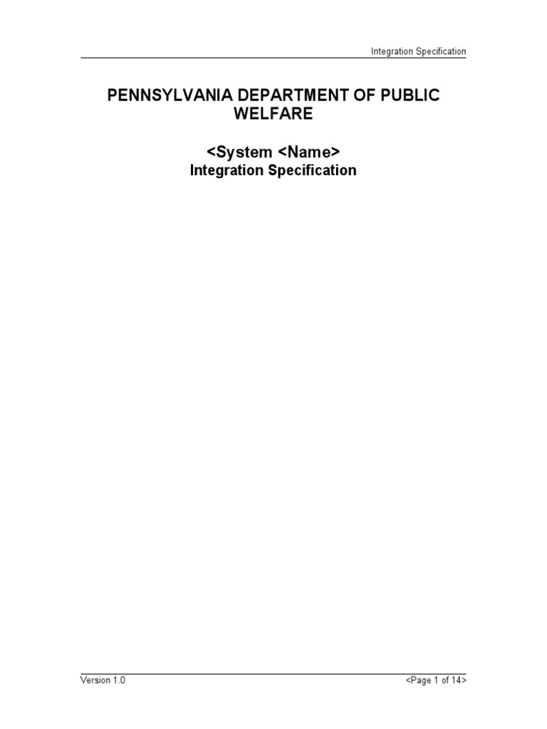 Pennsylvania Department of Public Welfare : Integration Specification ...
